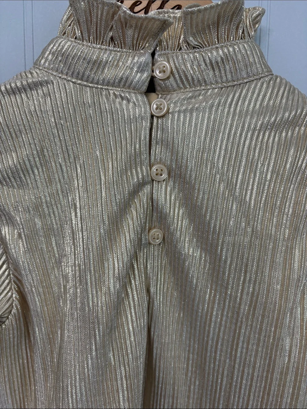 Janie and Jack Metallic Gold Ruffle Long Sleeve Dress Girls Size 4